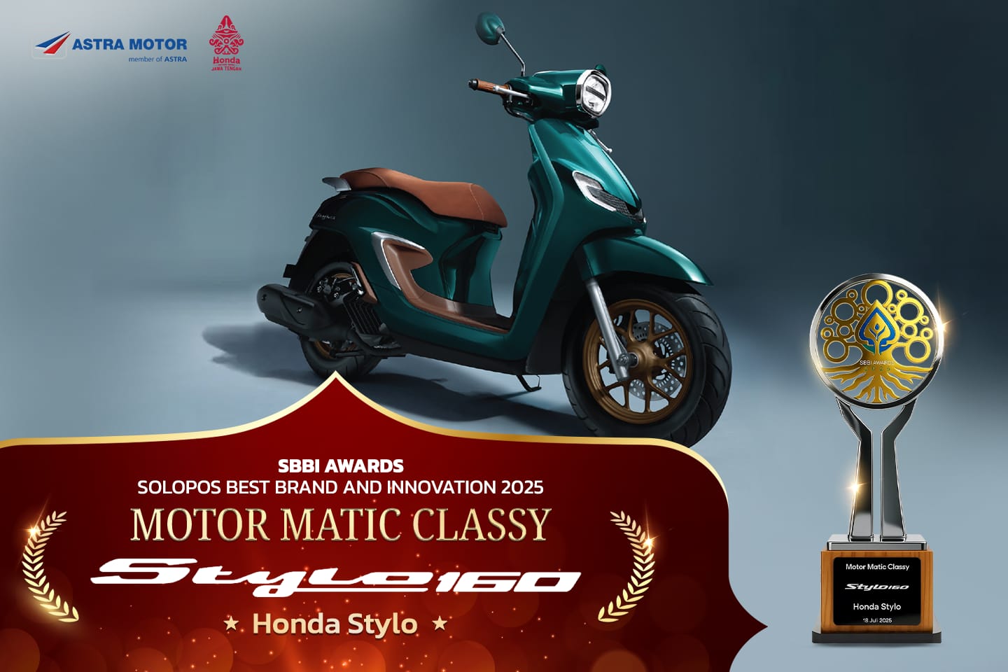 Sepeda motor Honda Stylo meraih penghargaan SBBI Awards 2025. (Istimewa)