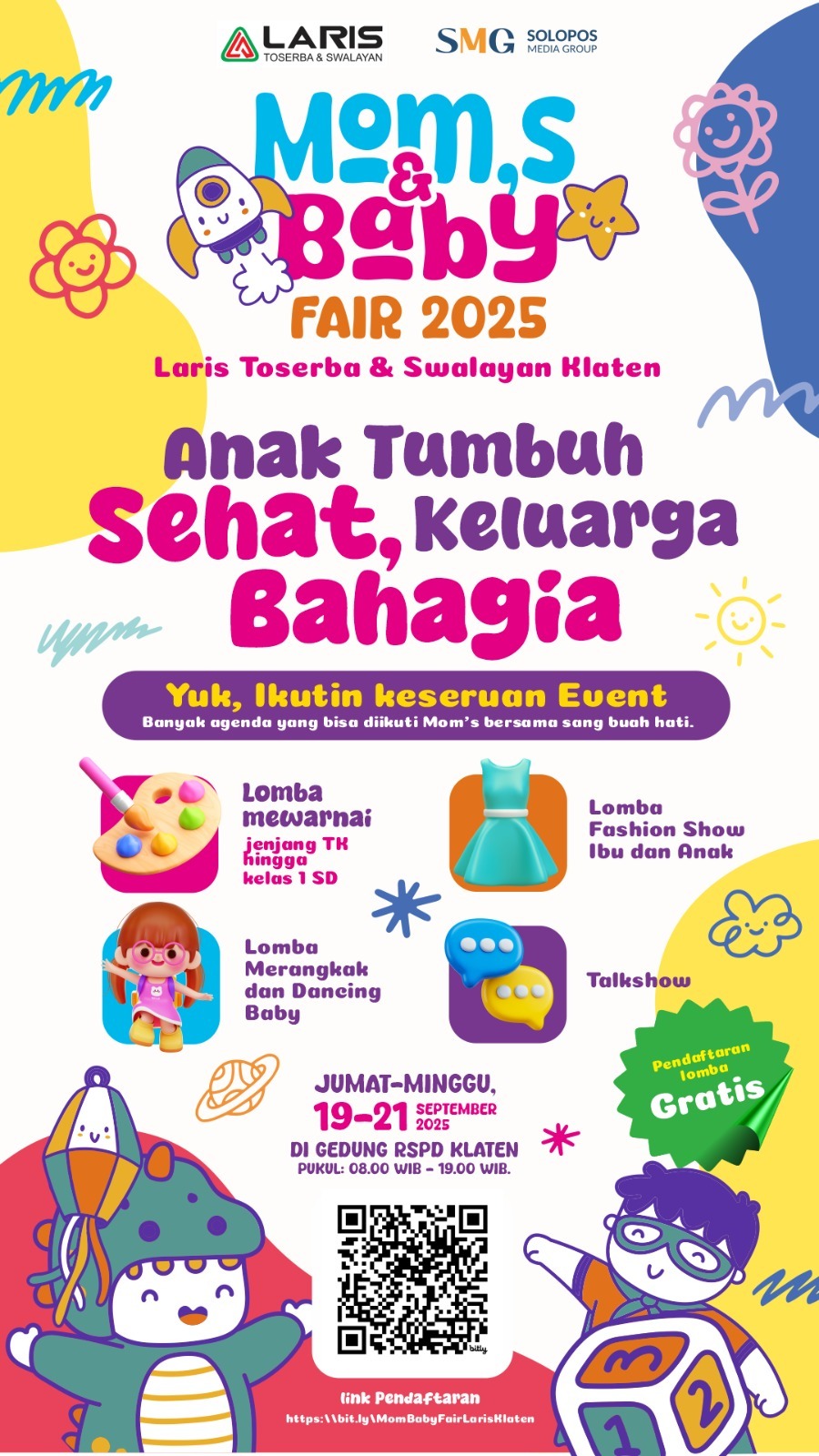 Mom’s & Baby Fair 2025 yang diinisiasi Laris Toserba dan Swalayan Klaten akan segera digelar, di Gedung RSPD Pandanaran Klaten, Jumat-Minggu (19-21/9/2025). (Istimewa)