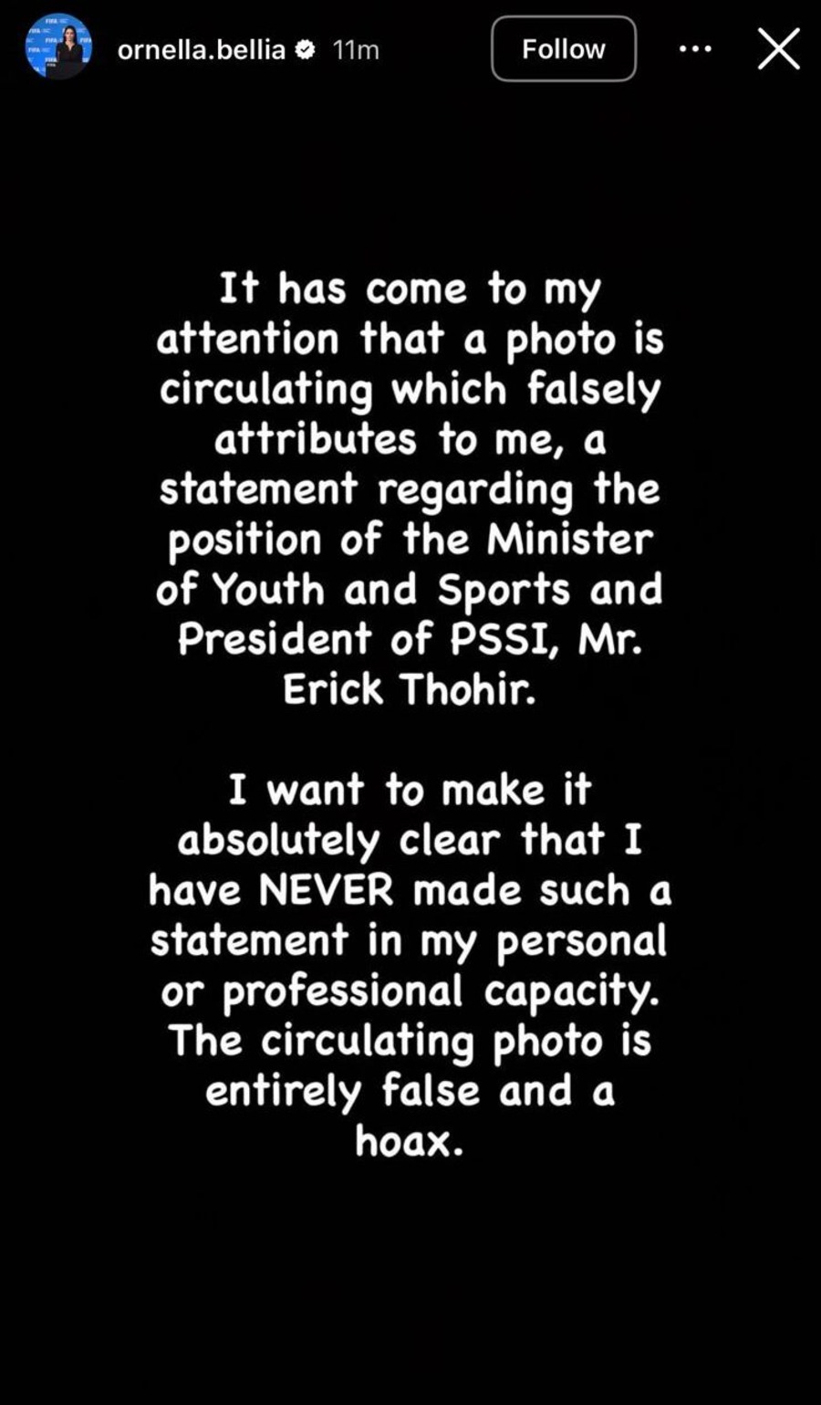 Klarifikasi Football Relations and Development FIFA, Ornella Desiree Bellia soal rangkap jabatan Erick Thohir sebagai Ketum Persatuan Sepak Bola Seluruh Indonesia (PSSI) dan Menteri Pemuda dan Olahraga (Menpora). (Istimewa/Tangkapan Layar)